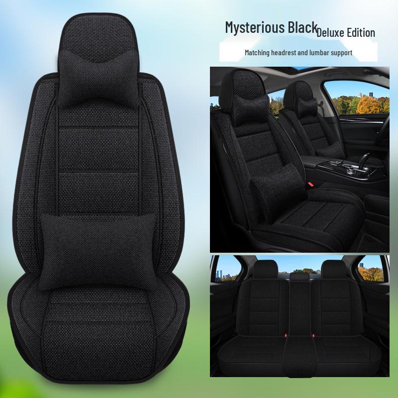 Five-Seater Full Coverage Coarse Linen Car Seat Cushion Cover