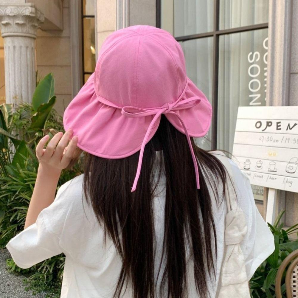 Unisex Foldable Summer Ladies Sun Hat with Drawstring Dopamine Fisherman Hat Wide Brim UV Protection Sun Protection Hat Outdoor