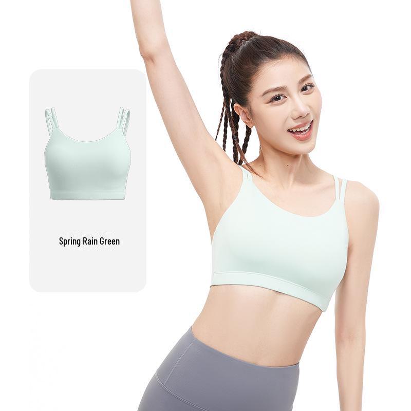 Juyitang Peach Shoulder Thin Strap 4D High Elastic U-Shaped Shockproof Gathered Sports Bra