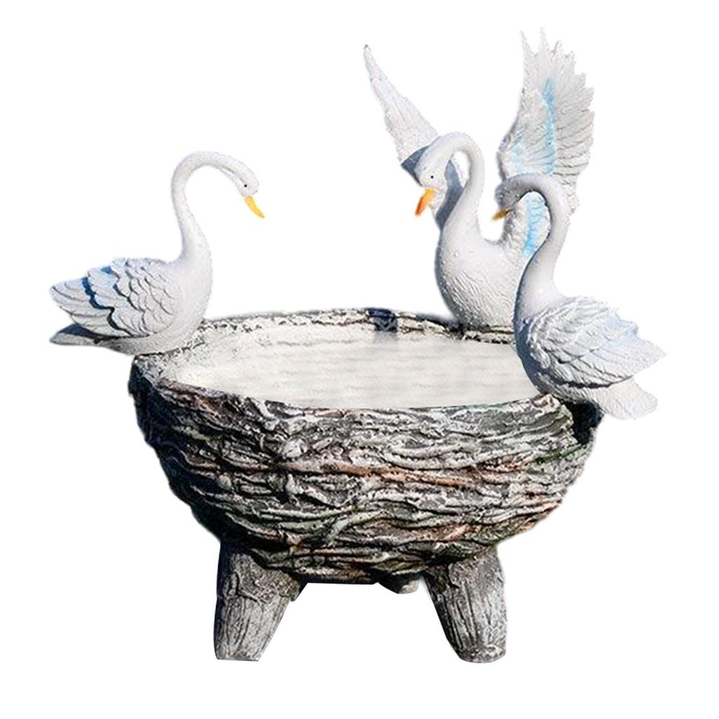 White Swan Planter Resin Ornament Plants Pot Garden Decoration Creative Flowerpot for Living Room Home Patio Outdoor Indoor Yard
