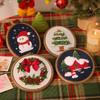 Light-up Christmas Embroidery Kit Snowman Christmas Tree Hand Embroidery Starter Kit with String Lights Hoop Threads Needles Fabric DIY Embroidery