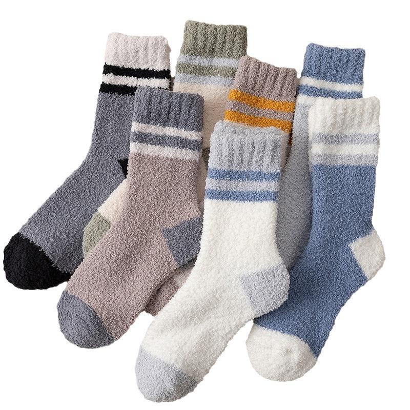 Coral Fleece Socks, Men's Mid-calf Socks, Autumn and Winter Fleece Thickened Fleece Warm Men's Long Socks, Men's Home Floor Socks