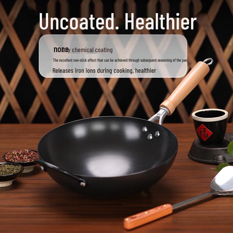 Hakka Flavor 36cm Traditional Uncoated Iron Wok 36cm Wok