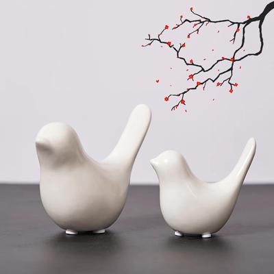 2 szt. Małe figurki zwierząt, białe figurki ptaków, wystrój domu, nowoczesna ceramiczna dekoracja na biurko, regał, sypialnię, salon, szafki