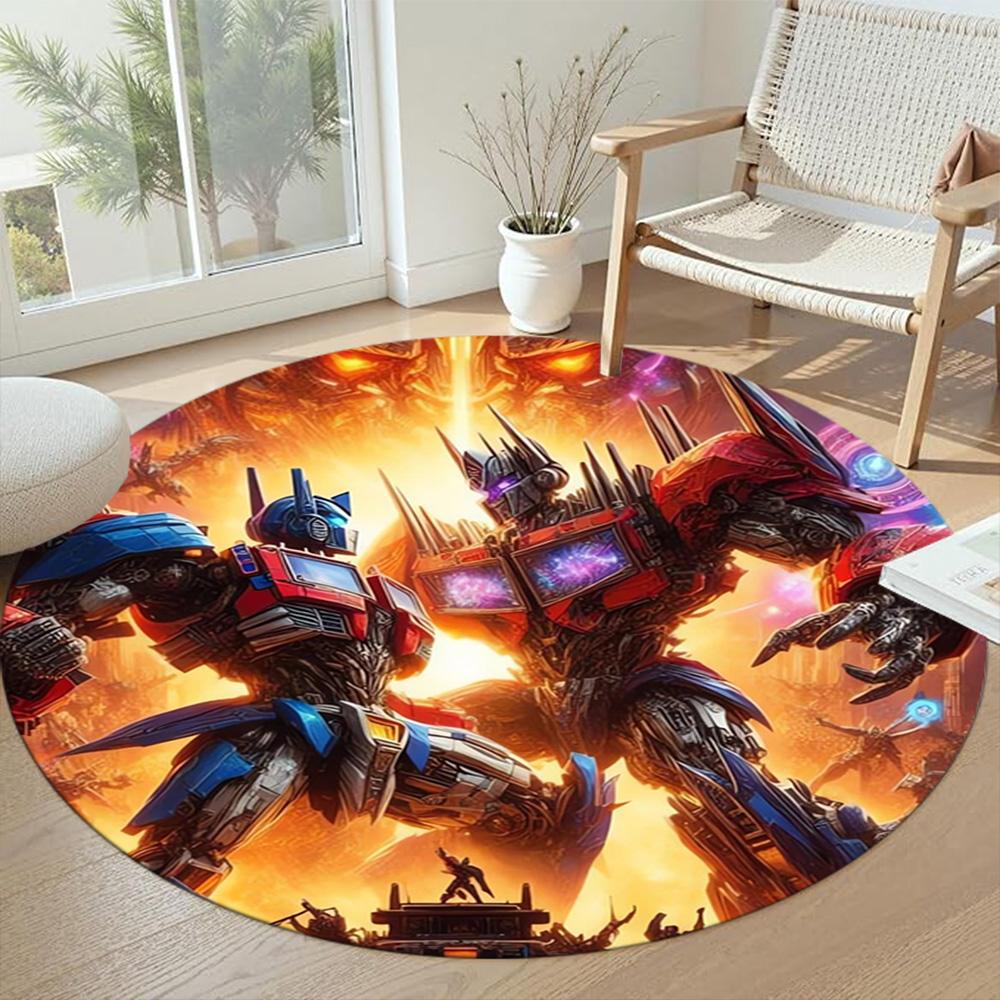 Transformers Round Carpet Suitable for Dining Room Game Room Foyer Kitchen Anti-slip Round Rug Office Home Decor