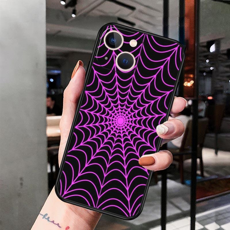 Apple Iphone15 Mobile Phone Case Luxury Color Spider Web Spider Web Mobile Phone Case Hair Painting Anti-Drop Huawei Three