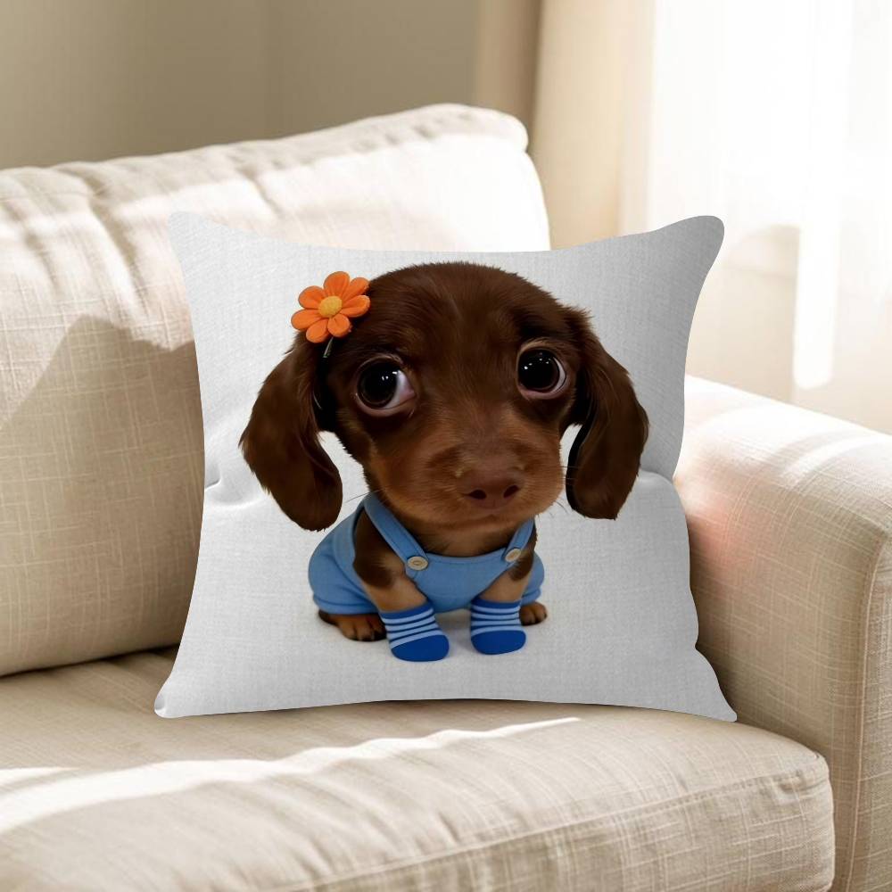Cute Dachshund Dog Cushion Cover Inches Farmhouse Decor Home Throw Pillow Covers For Couch Decorations