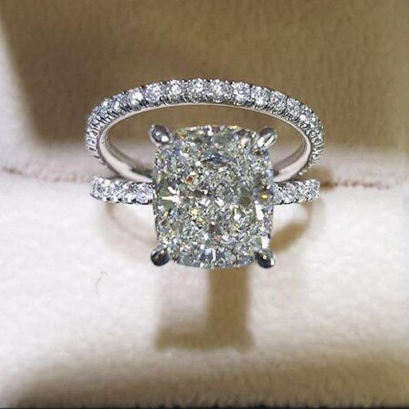 Huitan Luxury 2Pcs Set of Rings for Women Full Paved Shiny CZ Temperament Female Wedding Sets Rings Color Fashion Jewelry