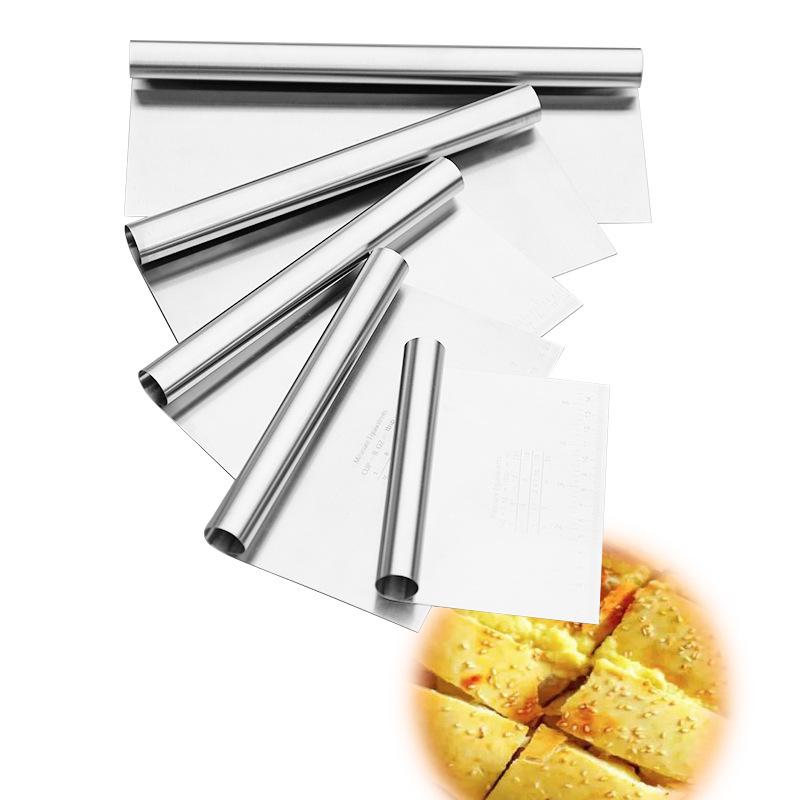 Stainless Steel Dough and Noodle Scraper with Scale - Non-Stick, Multi-Use Cutting Tool for Baking and Cooking