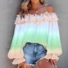 2025 Summer Spicy Girl Plus Size Off-Shoulder Gradient Lace-Up Top