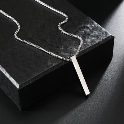 Trendy Stainless Steel Bar Necklace - Unisex Hip Hop Luxury Design, Lightweight Long Strip Titanium Sweater Chain Accessory