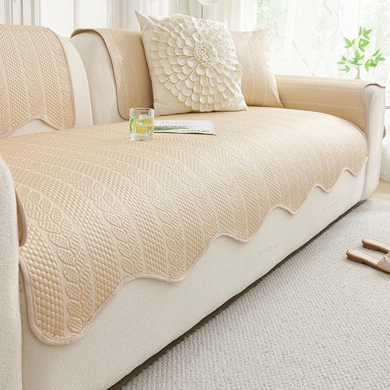 French Cream Wind  New Summer Sofa Cushion Universal Fixed Sofa Cover Cloth Special-Shaped Sofa Cushion