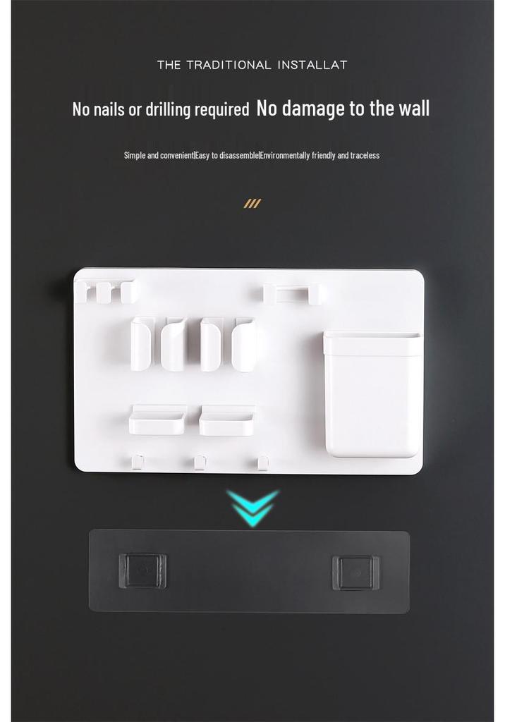 Punch-Free Wall-Mounted Bathroom Toothbrush & Toothpaste Holder Set