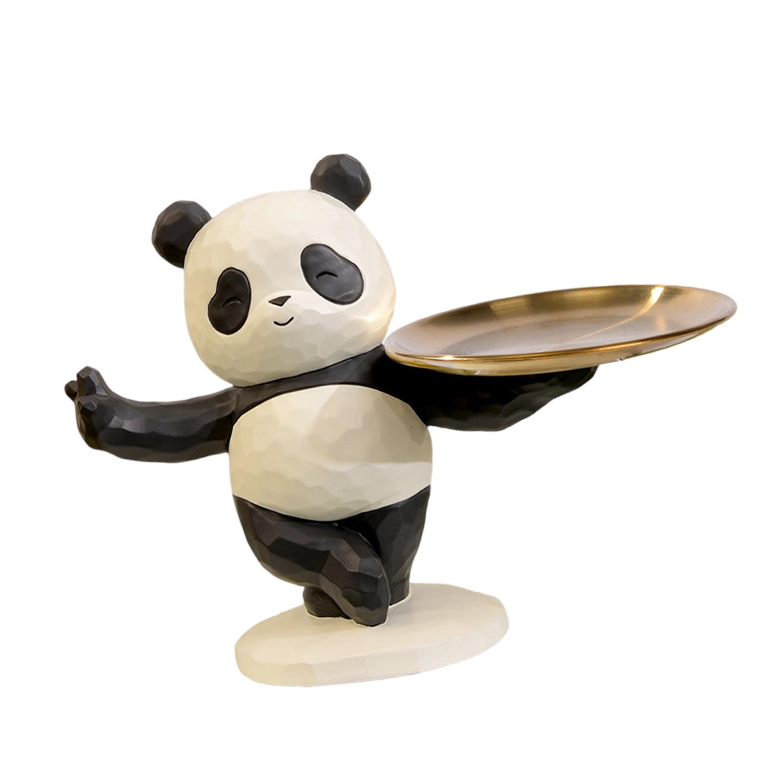 Креативная скульптура панды, поднос для хранения ключей, смолы, фигурка животного, статуэтка, органайзеры для прихожей, домашнего стола, декор 4