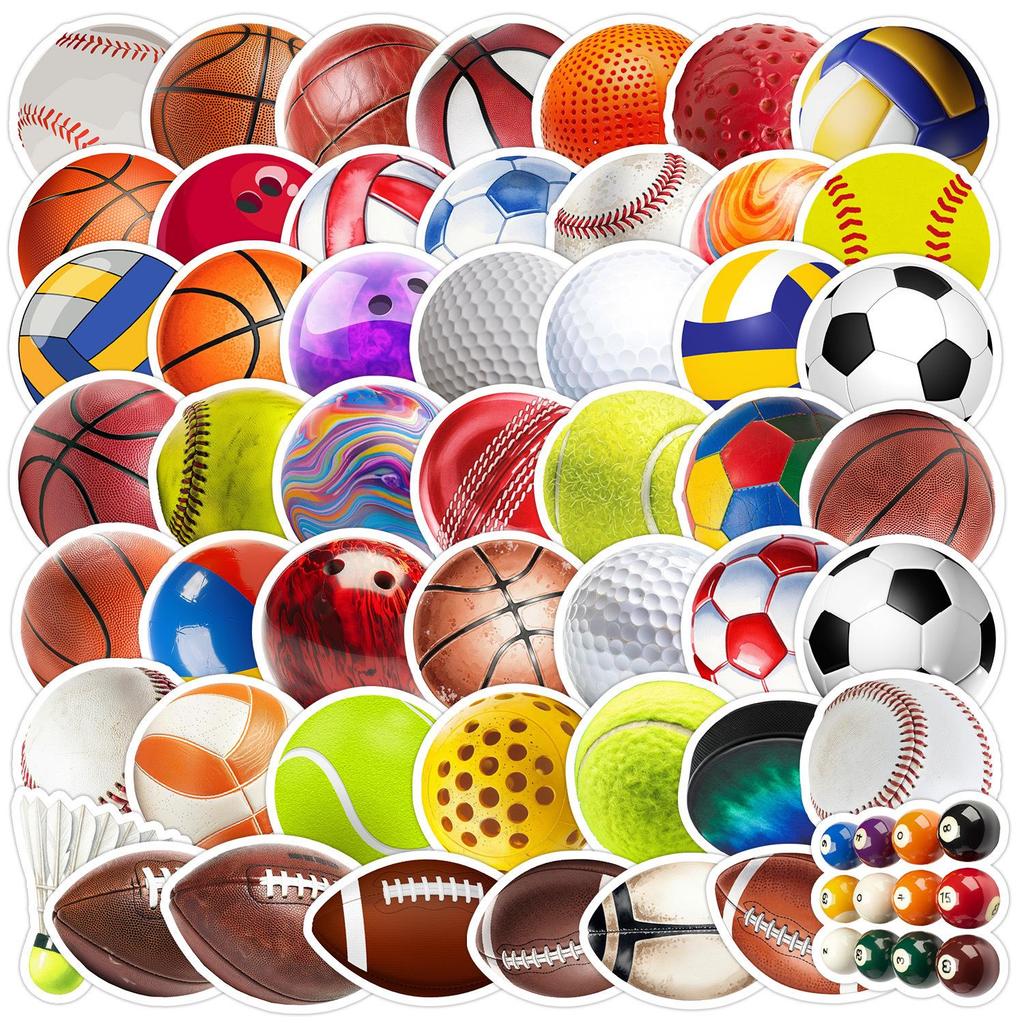 50 Sport Graffiti Aufkleber: Baseball, Football, Basketball Aufkleber für Wasserflaschen