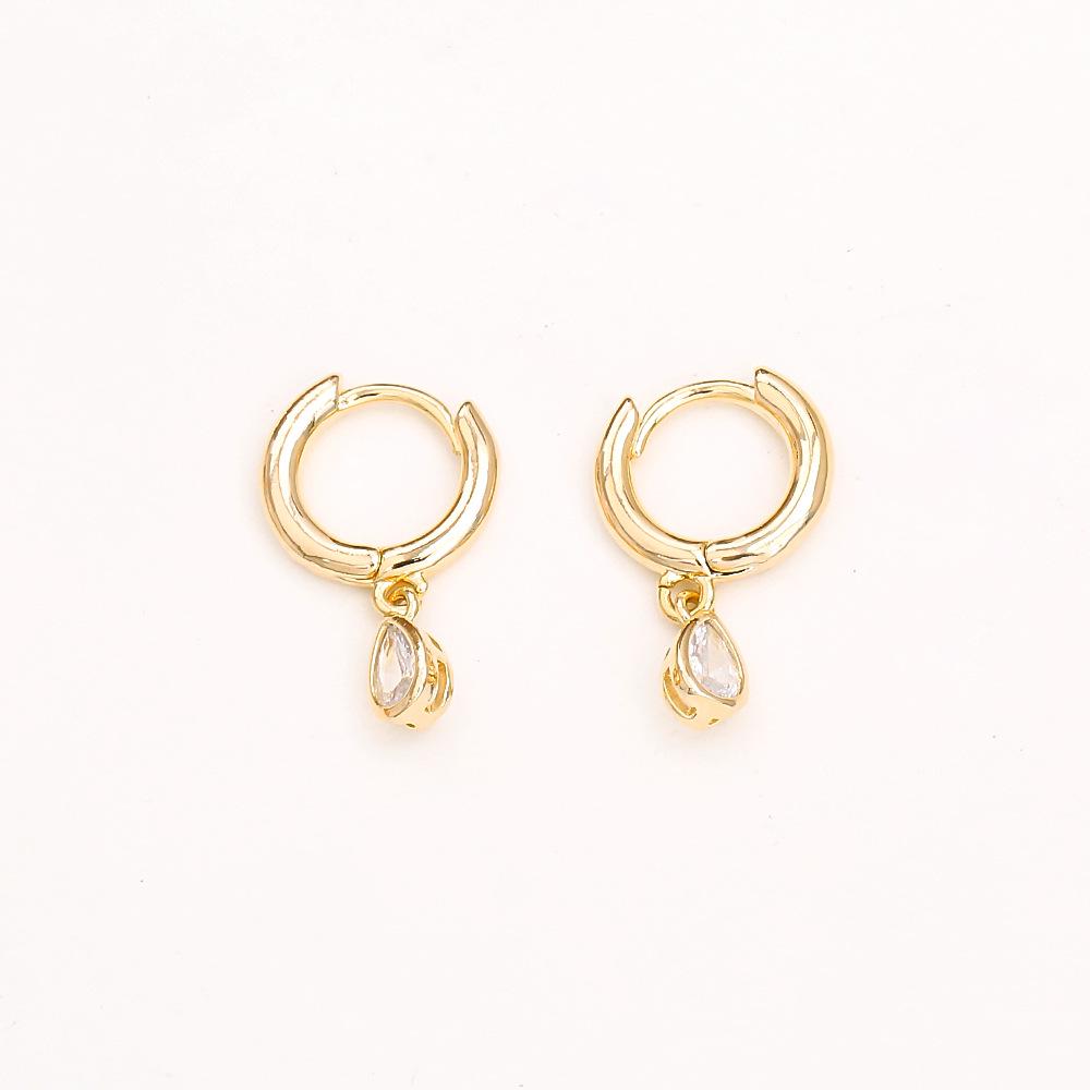 Minimalistische Zirkon-Ohrringe in Tropfenform aus vergoldetem Kupfer