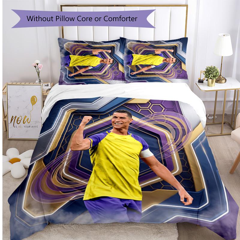 Cristiano Ronaldo Printed Bedding 3 Piece Set Cozy Breathable Bed Cover Set as Housewarming Holiday Gift