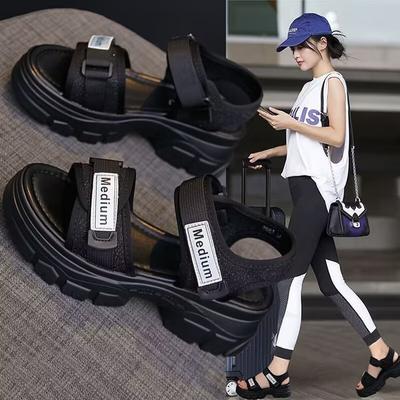 Platform Sandals Women's Summer 2024 New Muffin Soft Sole Heightening Women's Shoes Versatile Sports Fashion Beach Shoes