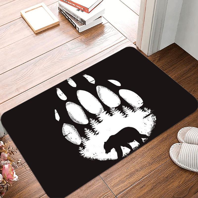 Creative Silhouette of Bear Paw Printing Non-Slip Waterproof Doormat Easy Clean Entrance Floor Mat Home Decor Durable So Fashion