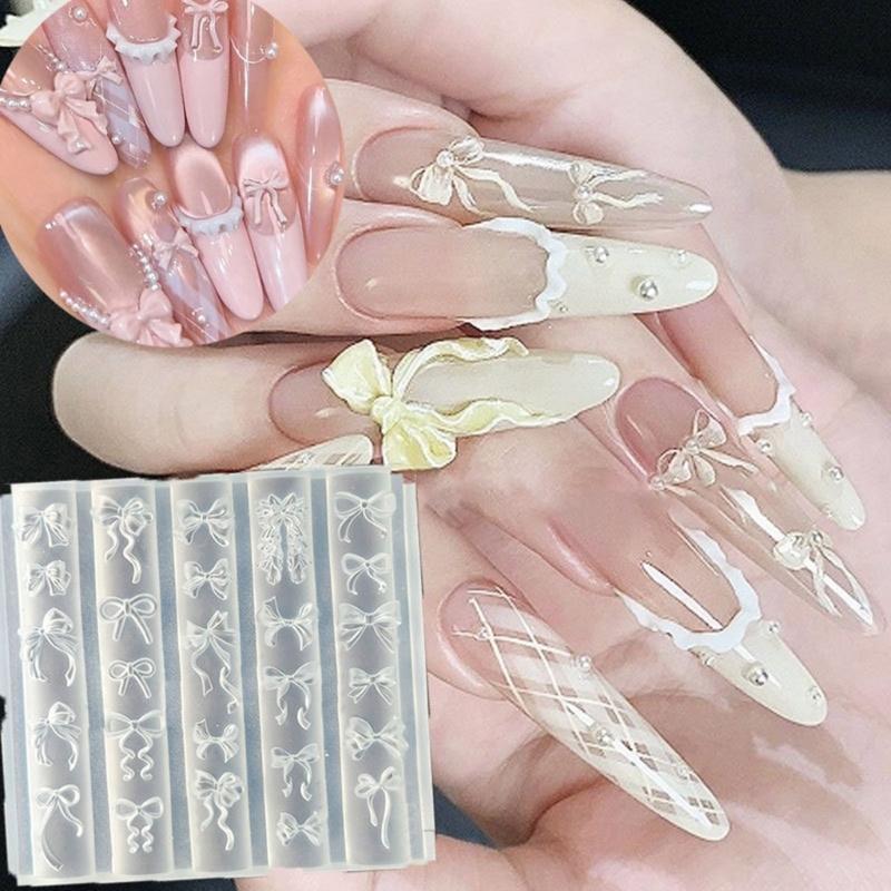 Silicone 3D Nail Art Molds Bowknot Theme Nail Art Template Moulds Silicone Texture for Beauticians and Nail Art Learners