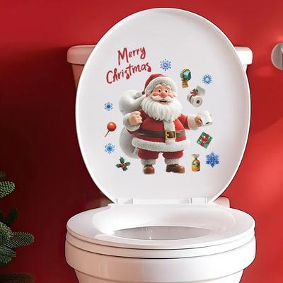 Merry Christmas Toilet Sticker Fun Self Adhesive Bathroom Sticker Home Decor 2026 New Year Holiday Party Gift Toilet Decoration