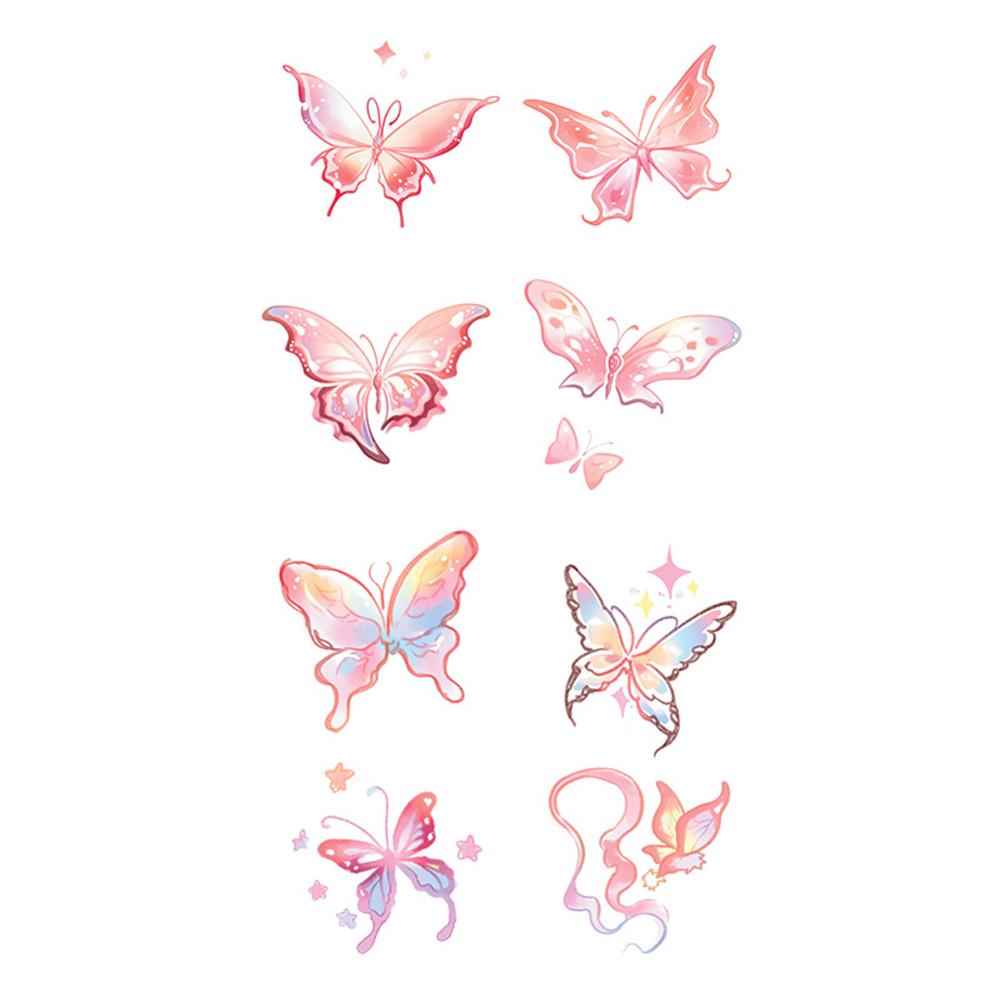 Girl Colorful Butterfly Tattoo Sticker Niche Tattoo Semi Permanent COD Sticker Tattoo Sticker F9F6