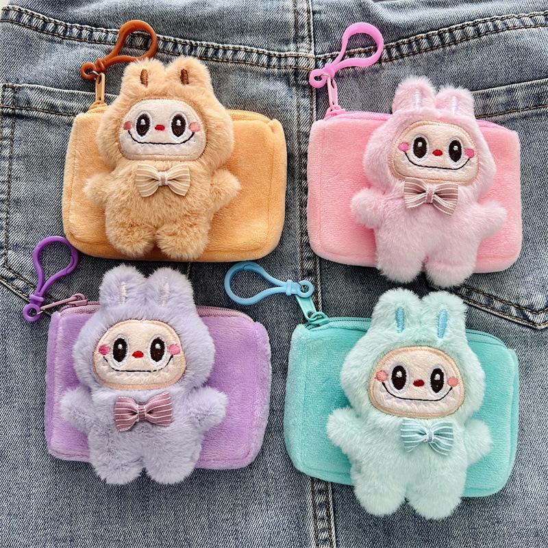 Labubu Full body ragbag bunny square plush coin purse portable card holder carry-on mini bag CLE