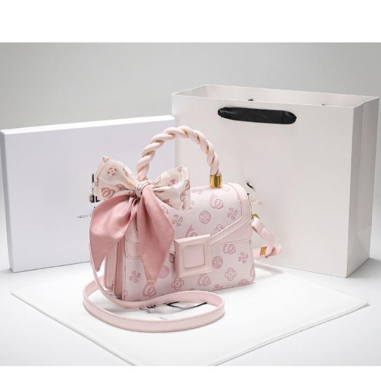 Sac de niche texturé rose pour fille, 100 pièces, connaissement, sac à bandoulière, cadeau de Noël, sac carré