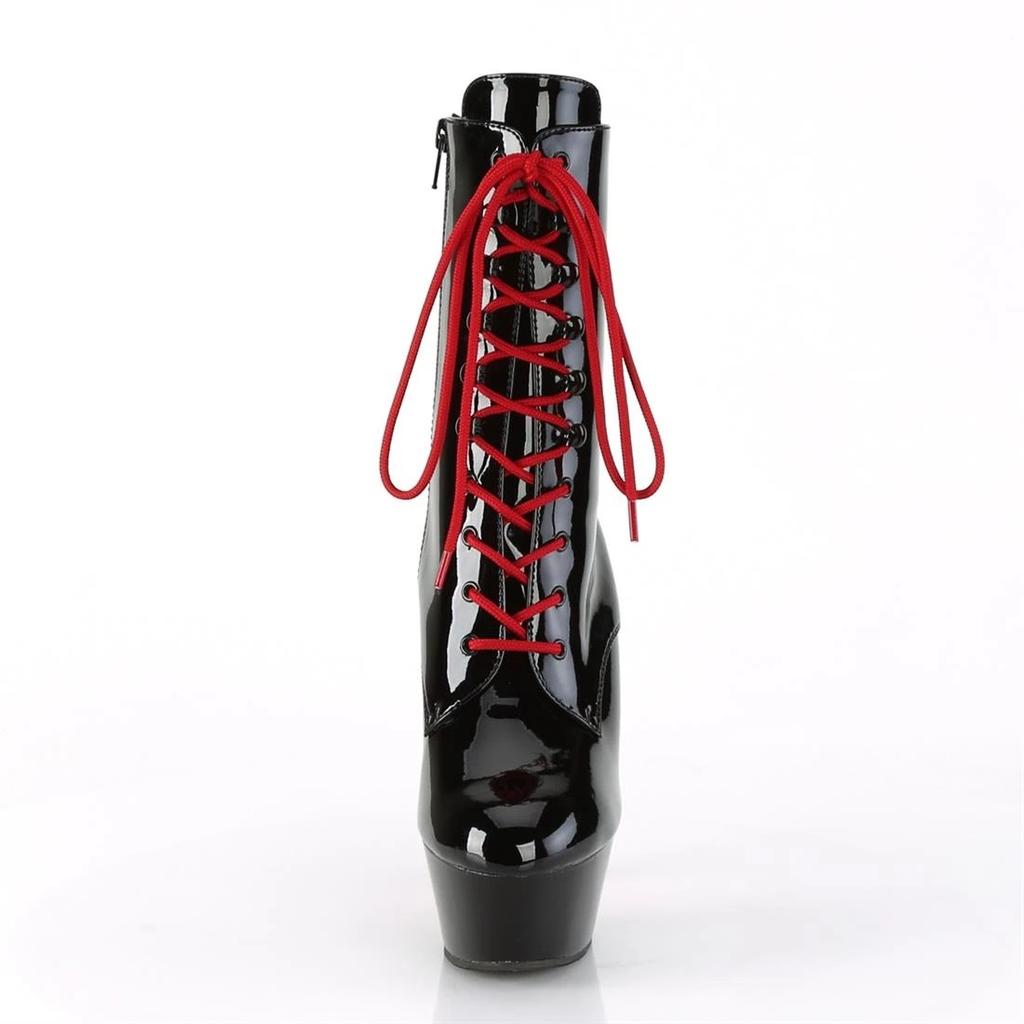 15Cm Hating Sky High Heel Skinny Heel Thick Bottom Waterproof Platform Red Lace-Up Boots