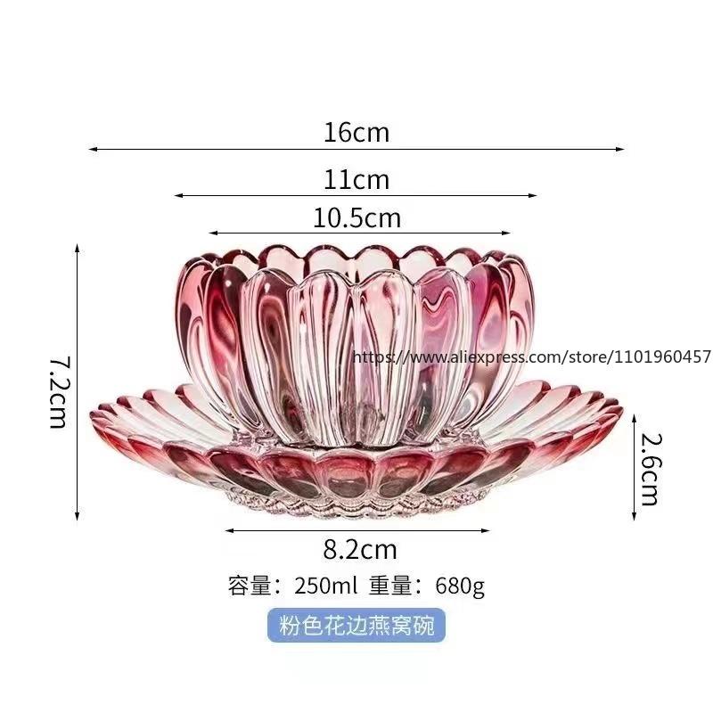 Bezolovnatá skleněná miska talíř sada Kreativní minimalistický evropský styl Domácí použití s designem lotosu Polévkové mísy