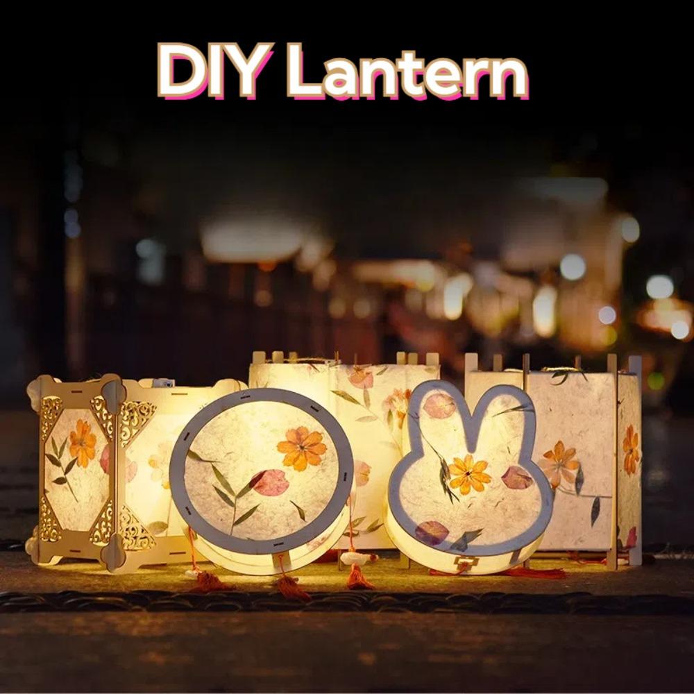 Chinese Style Lantern Making Kits Handmade Mid-autumn Festival Paper Lantern Wooden Traditional Diy Material Bag for Children