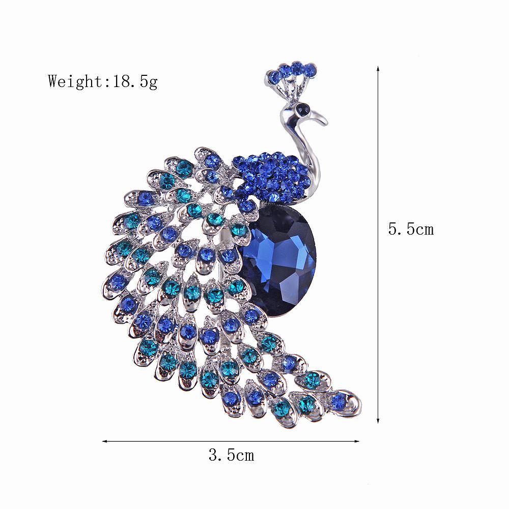 Retro Peacock Crystal Brooch With Alloy Enamel Pin For Women And Men