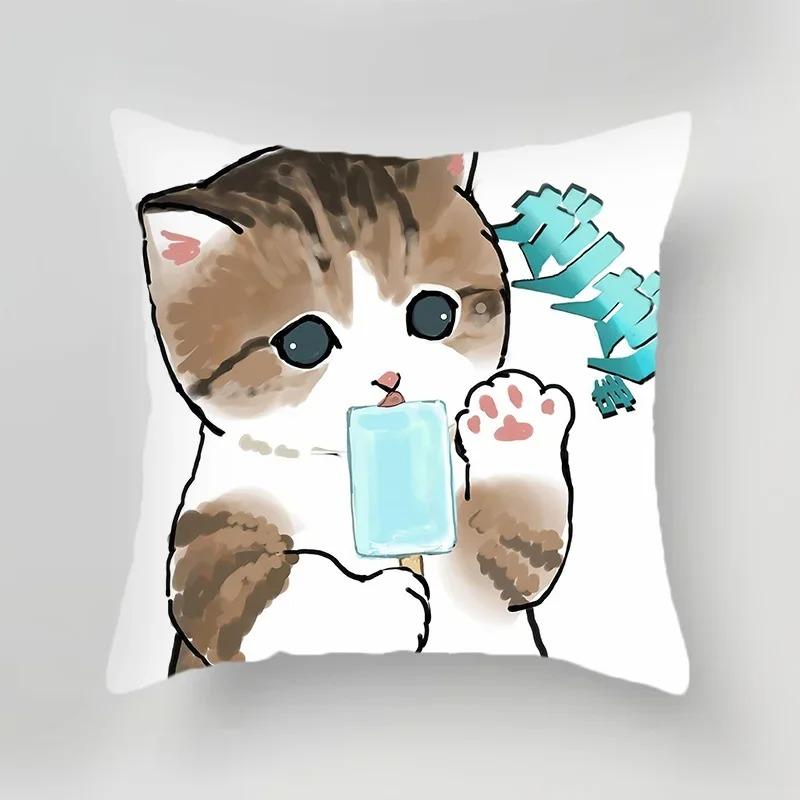 Office Living Room Home Pillowcase Cute Cat Cartoon Pattern Pillowcase Car Ornaments