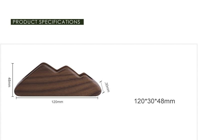 HeMu Natural Black Walnut Wood Business Card Holder Mountain Shape Desk Organizer for Office Home Decor Minimalist Card Stand