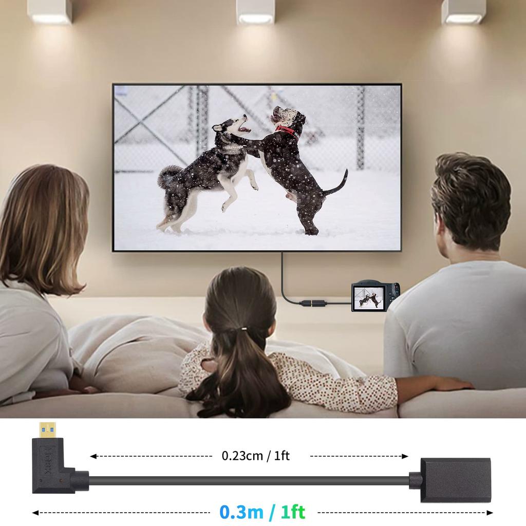 Duttek 8K 60Hz HDMI To Micro HDMI Converter HDMI Female To Micro HDMI Male Extension Cable with 48Gbps Transfer Speed for GoPro and Digital Cameras