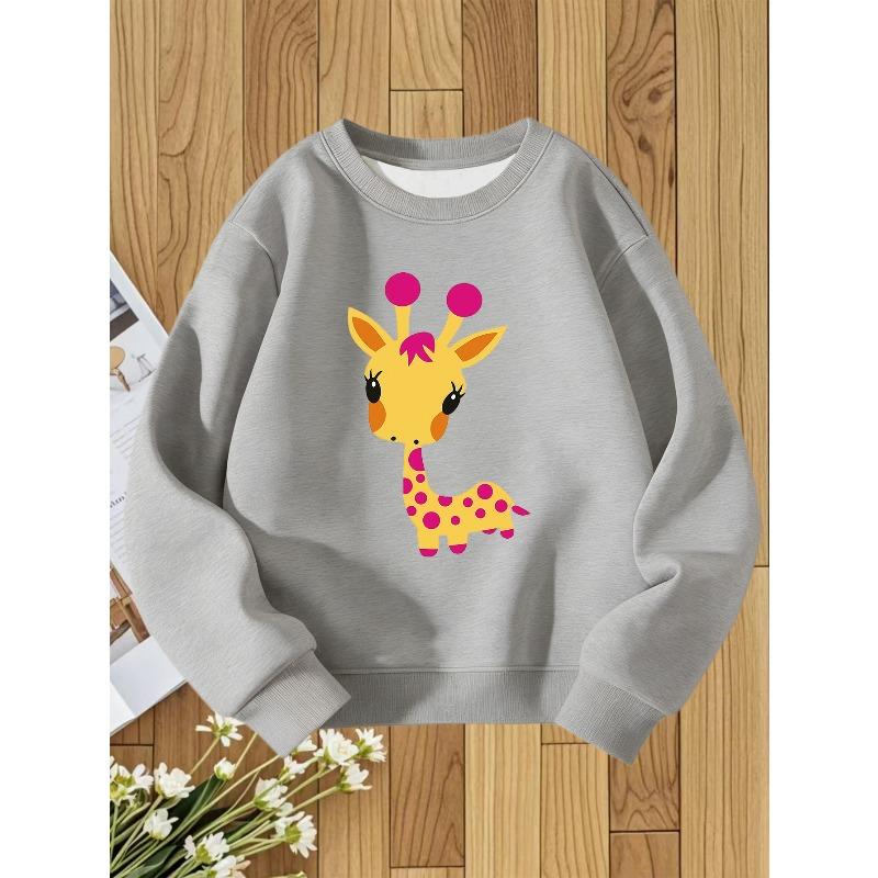 European sizes Kids' Round Neck Sweatshirt with Fashionable Print, a Versatile Top