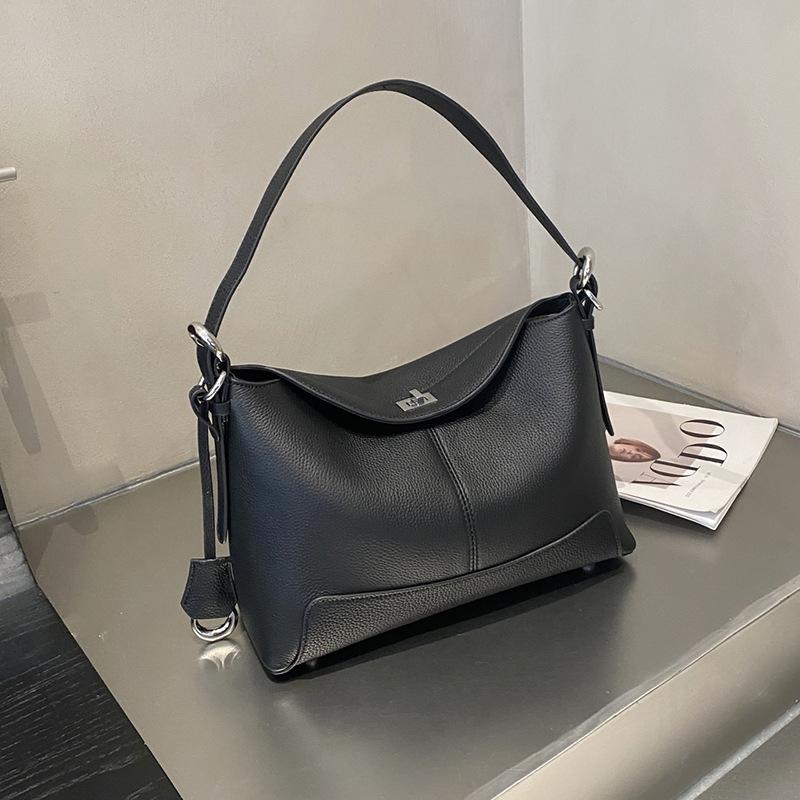 Retro Large-capacity Genuine Leather Crossbody Underarm Bag Fashionable Cowhide Single-shoulder Women's Bag