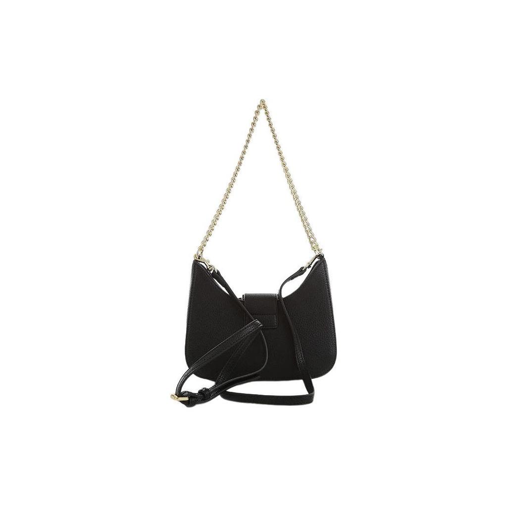Versace Jeans Couture Baroque Carved Logo Buckle Grain Leather Shoulder Bag Women Shoulder Bag Black 74VA4BF5-ZS413-899