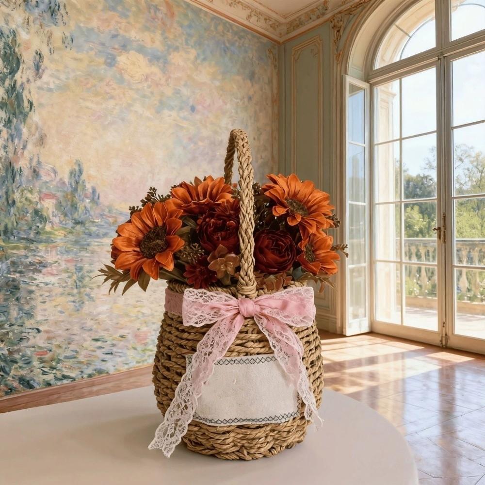 Rustic Fall Autumn Sunflower Peony Bouquet UV Resistant Silk Fake Peony Flowers Living Room Decor