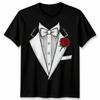 Unisex Tuxedo T Shirt Suit Bow Tie Funny Novelty Wedding Stag Fancy Dress Rose