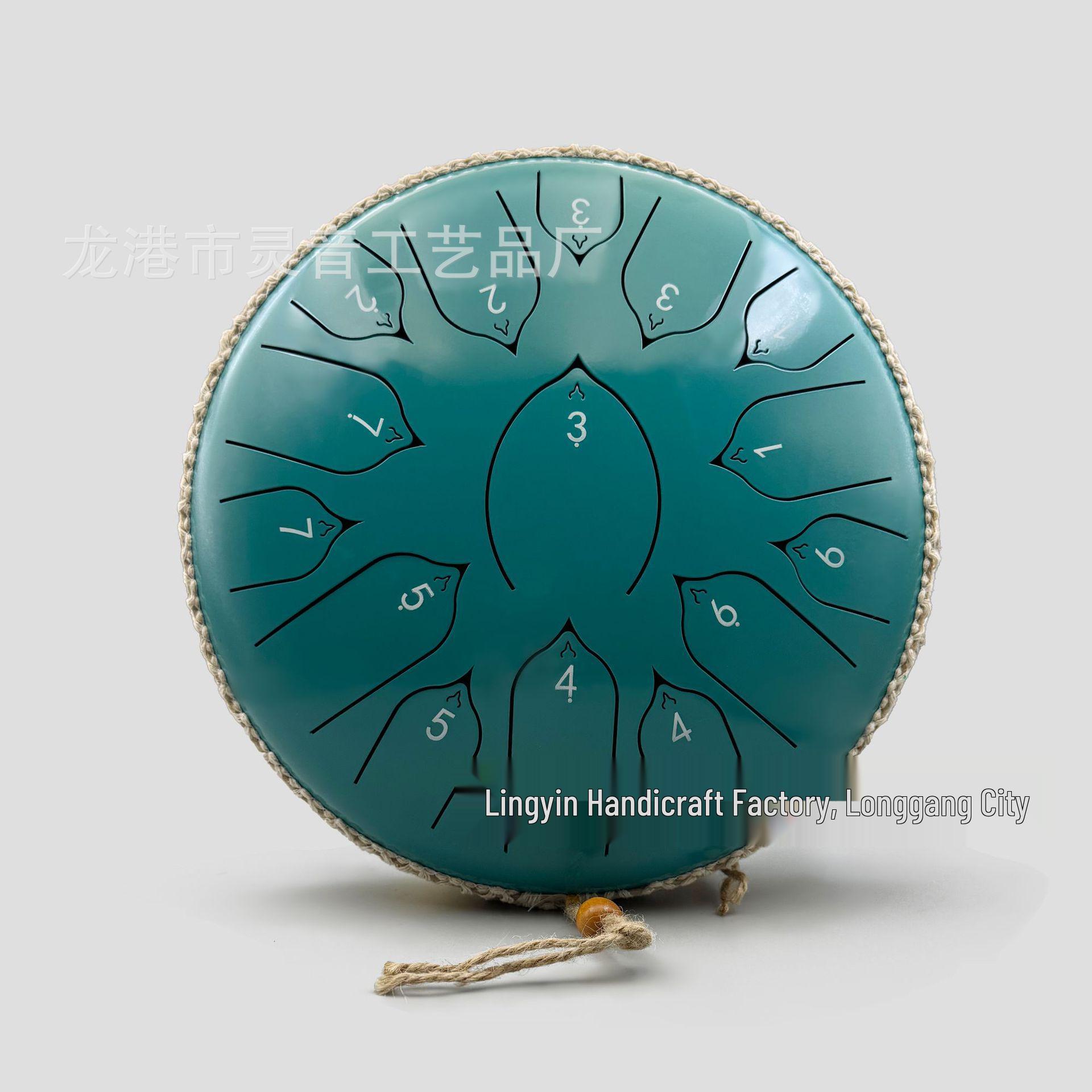 13-Inch Chinese Lotus Steel Tongue Drum, 15-Tone Ethereal Percussion Instrument for Children s Education