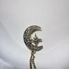 Lux Alloy Moon & Star Chain Brooch - Unisex Korean Style