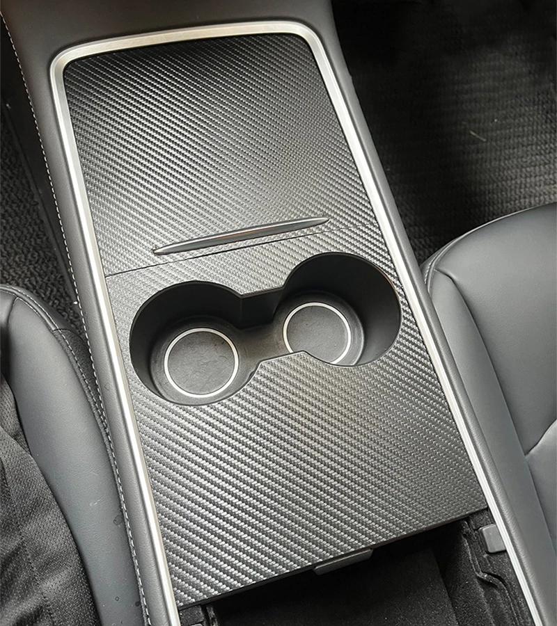 For Tesla Model 3 Y - Center Console Panel Sticker Wood Grain Film Carbon Central Control Cover Car Interior Accessories
