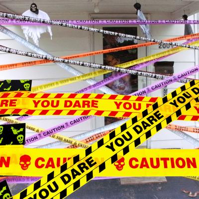 236in/600cm Halloween Warning Tape Signs Halloween Props Danger Warning Line Isolation Belt Sign Home Garden Halloween Decoration