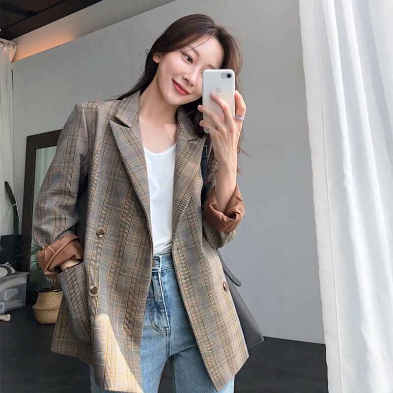 grey checked jacket womens