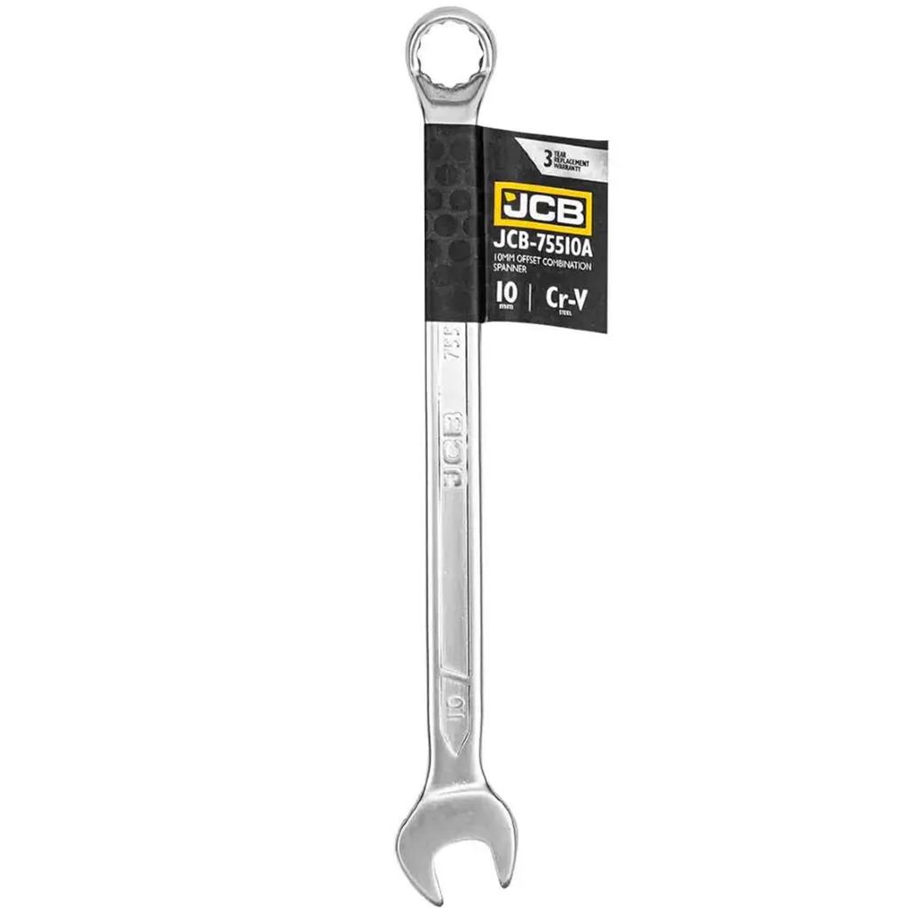 JCB 75 degree angled open end wrench 10mm CR-V steel double ended