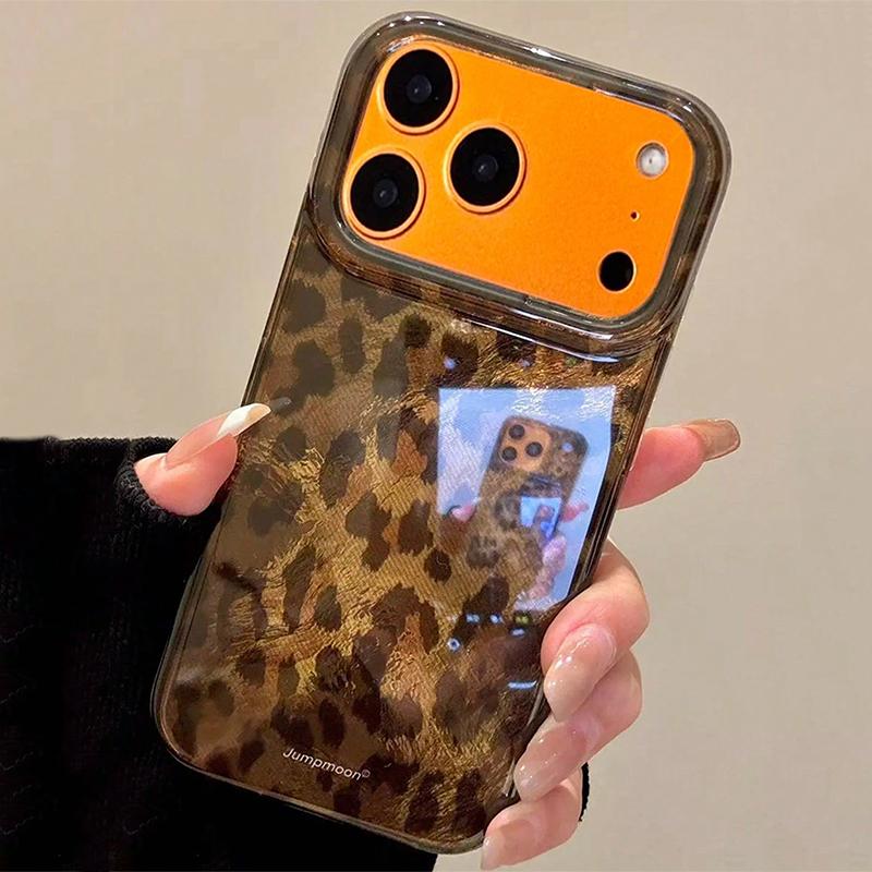 

Luxury Brown Leopard Print IMD Glacier Case For iPhone 17 16 15 14 13 12 11 Pro Max XS X XR 7 8 Plus 16E 17 Air Protective Cover