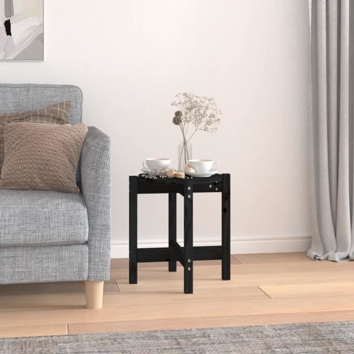 VidaXL Table basse Noir Ø 42,5x45 cm Bois massif de pin 822316
