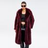 Womens Faux Fur Coat Longline Stylish Winter Outerwear With Fringe Detail Wine Red Gray Cream Beige Black S M L XL XXL