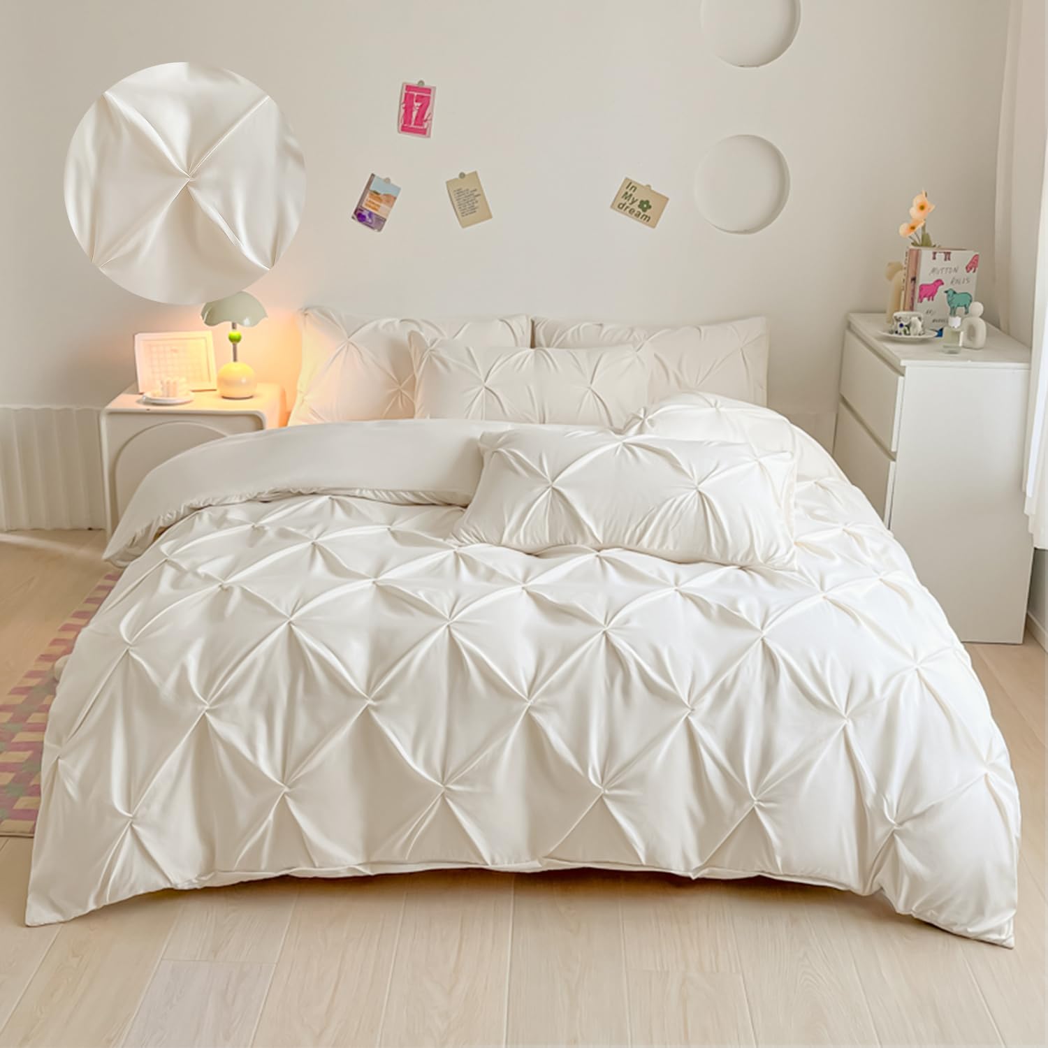 

Single Bedding Set with Duvet Cover and Eartuck Fitted Comforter and Comfortable for Western and Japanese Peach Skin Nordic All Machine Easy Care белый